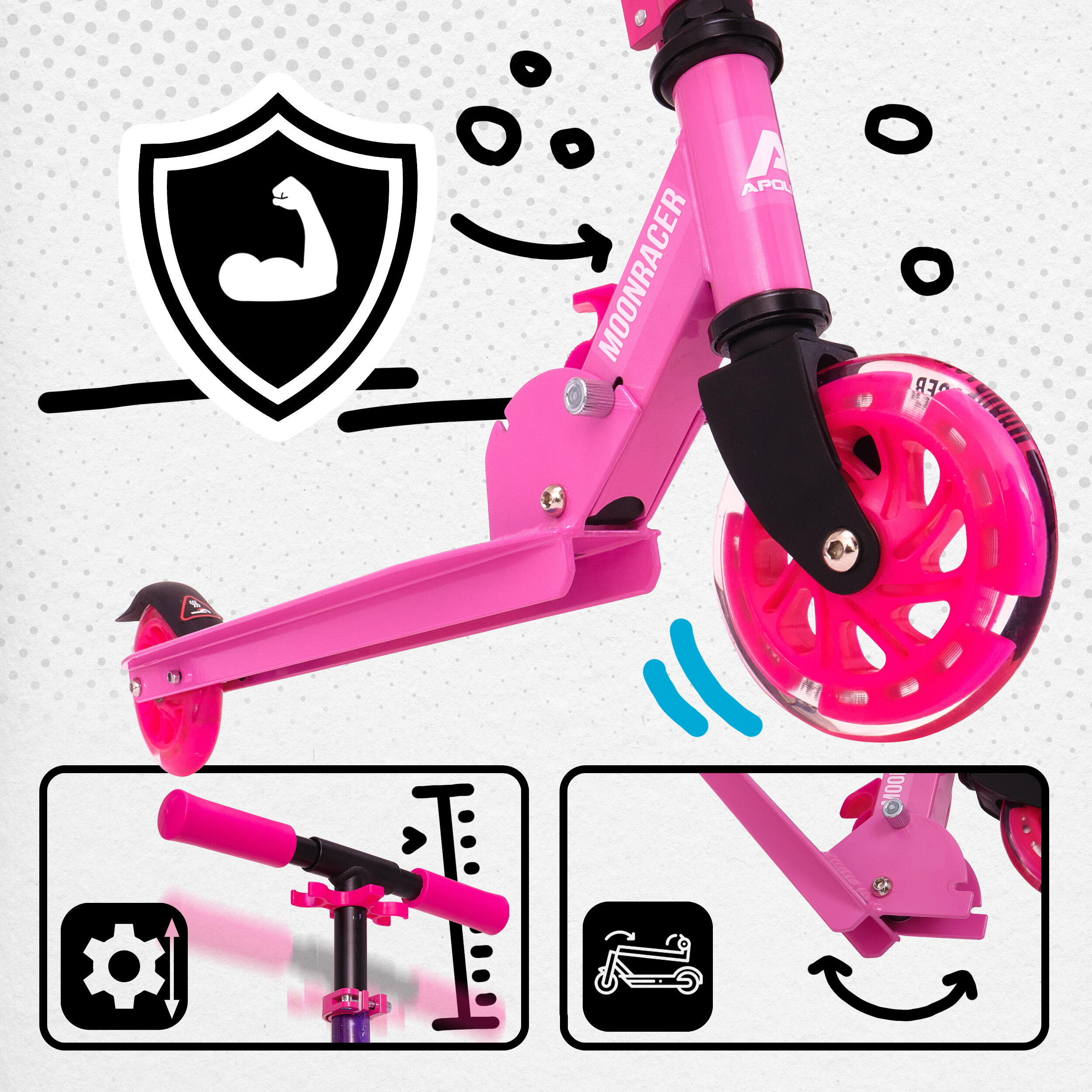 Patinete City Moonracer – Ligero patinete infantil con luces LED y suspensión 2/7