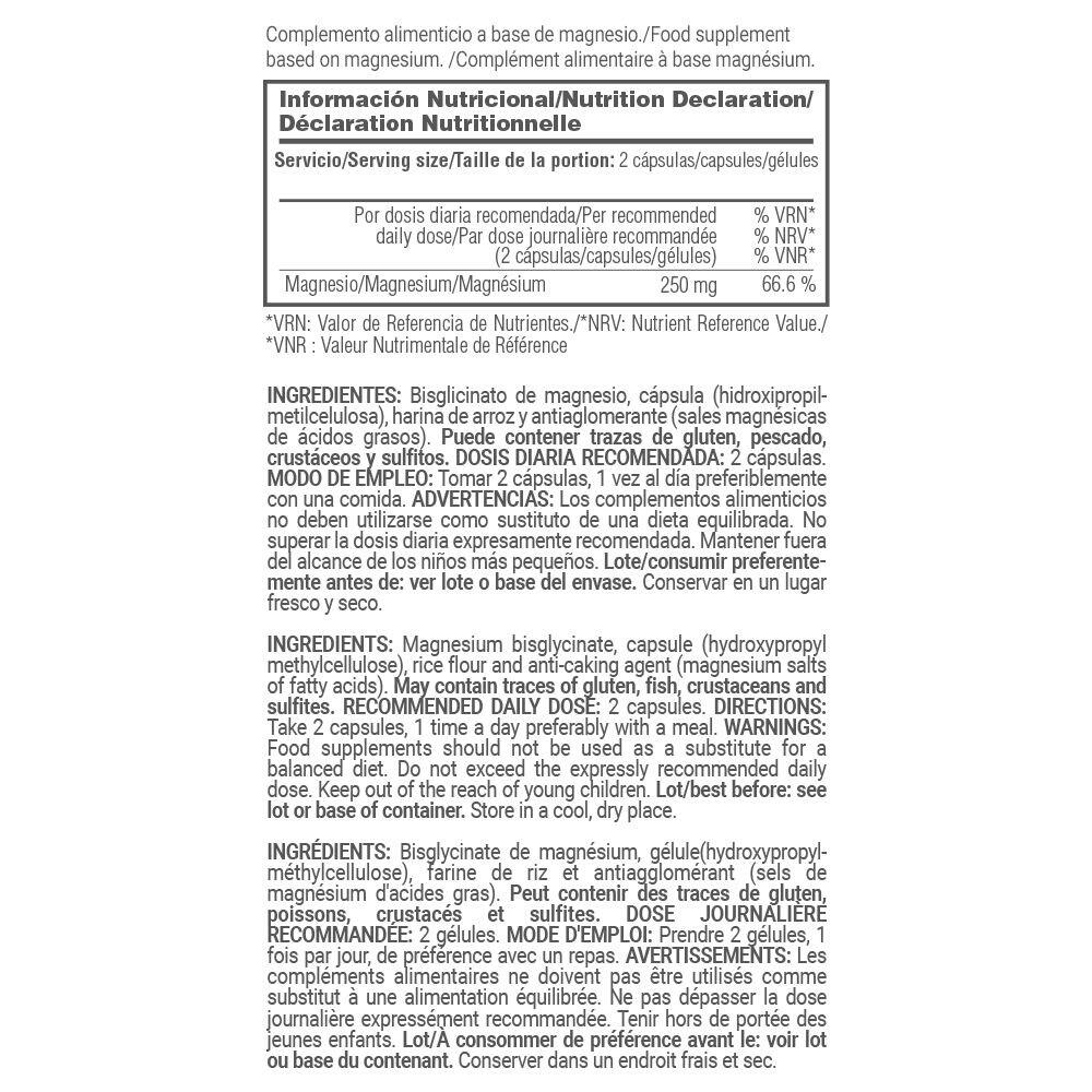Bisglicinato di magnesio 250 mg - 60 capsule vegetali MASmusculo 4/5