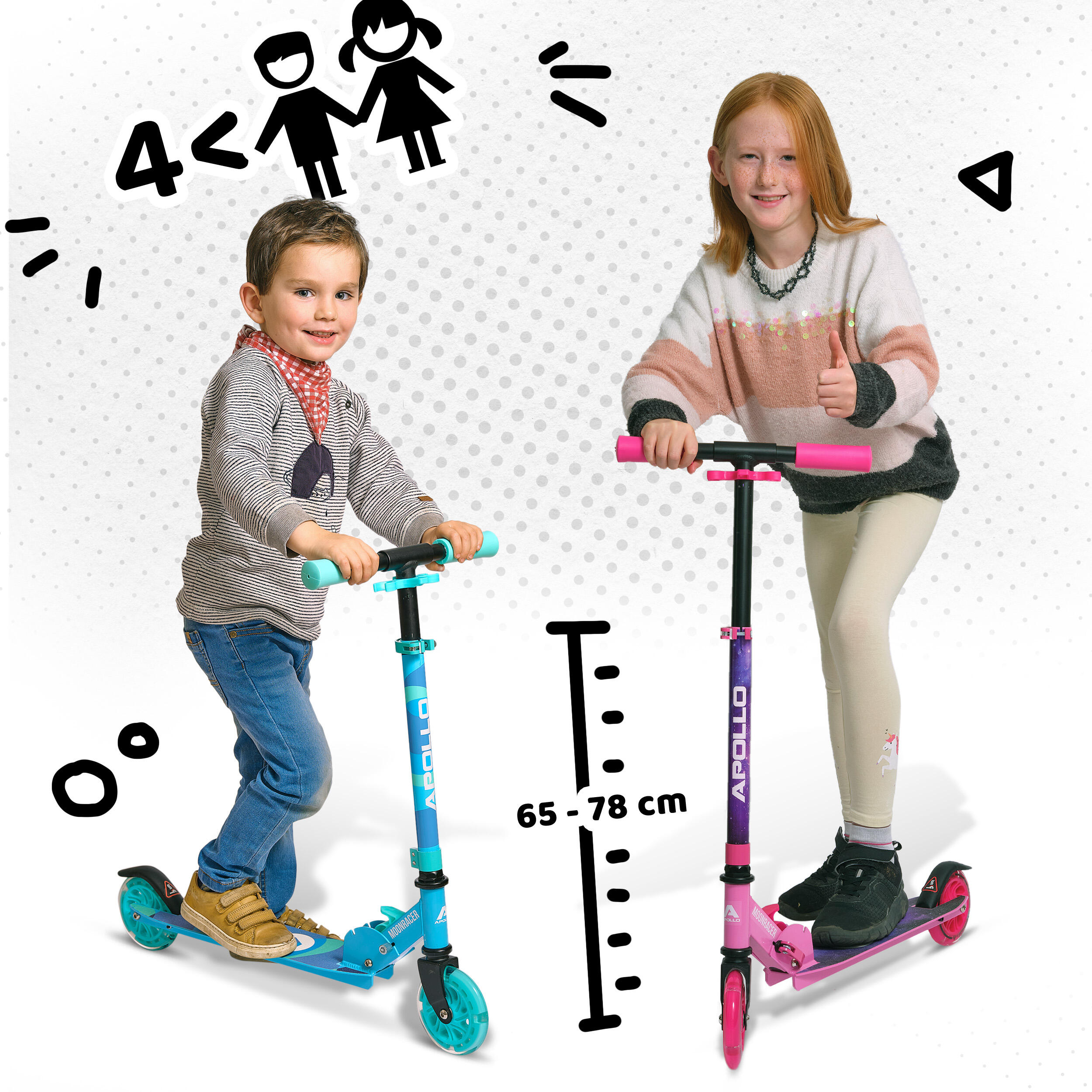 Patinete City Moonracer – Ligero patinete infantil con luces LED y