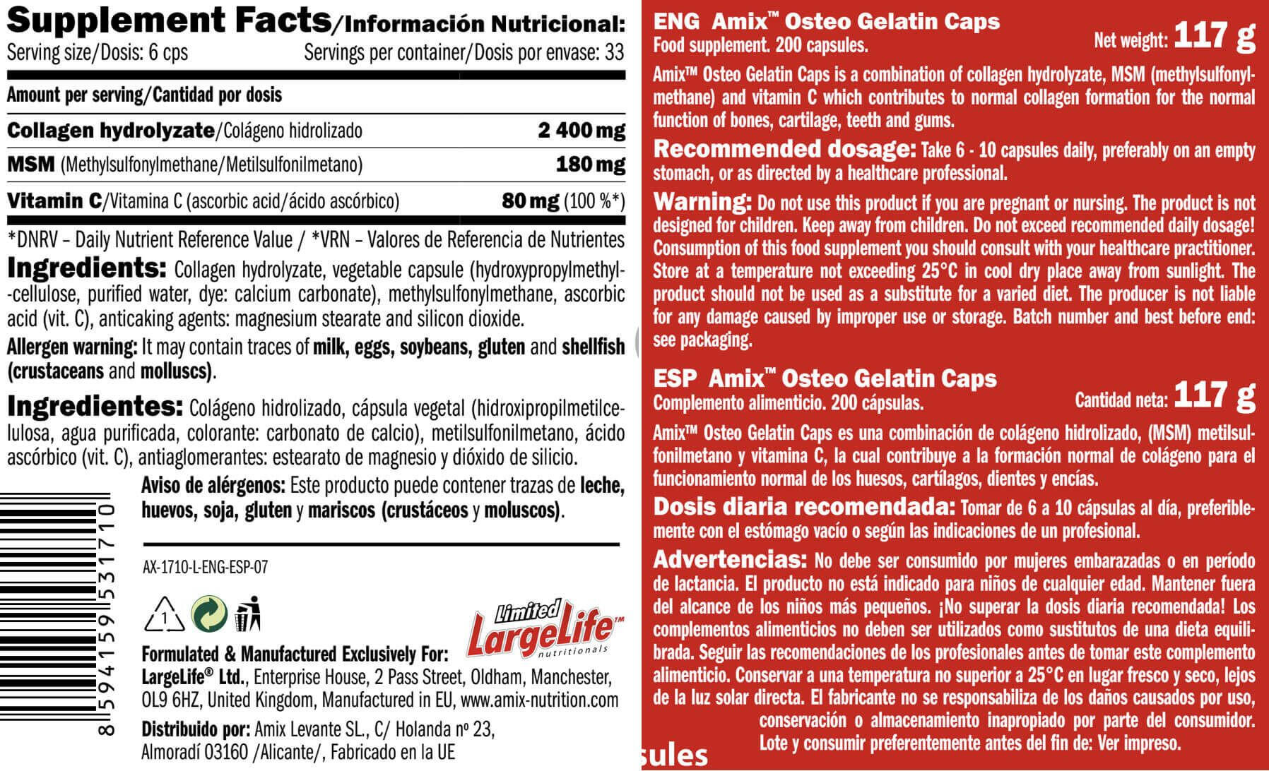 Osteo gelatin caps - 200 capsules de Amix Nutrition 4/5