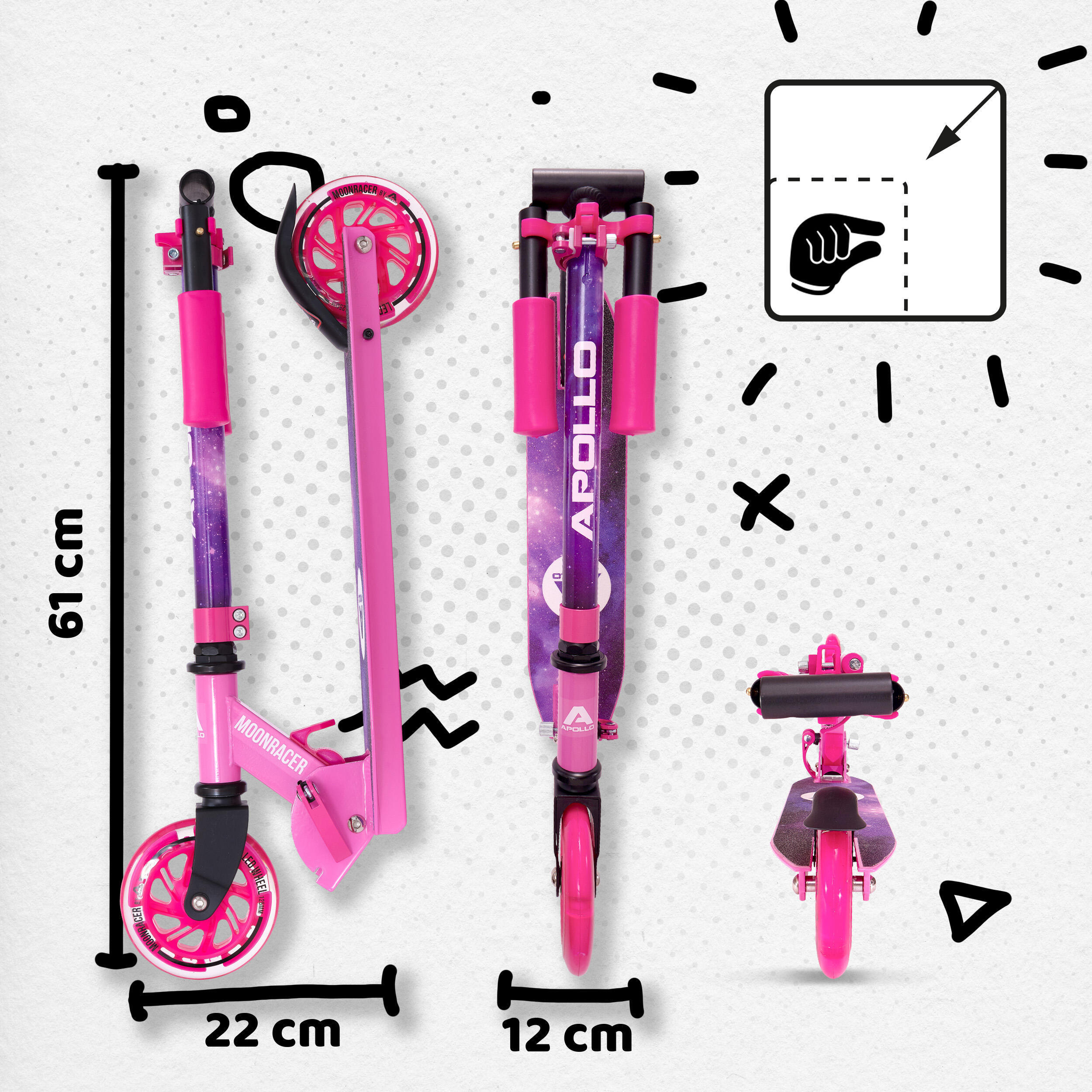 Patinete City Moonracer – Ligero patinete infantil con luces LED y suspensión 4/7