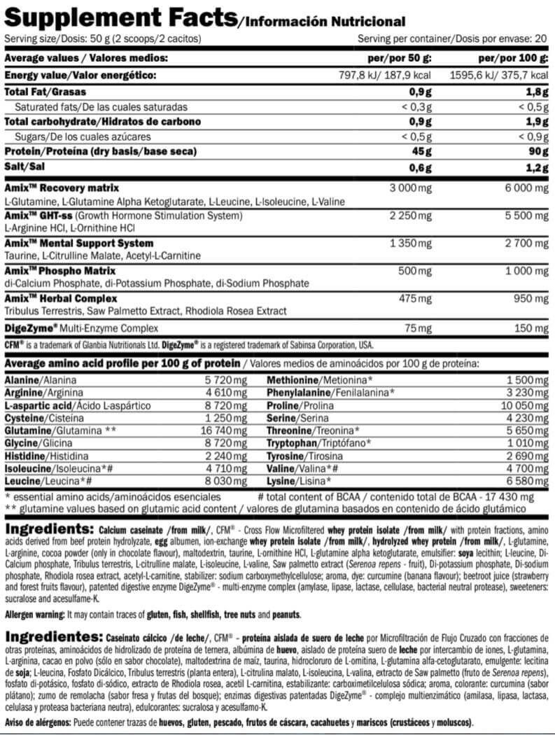 Amix NightPro Elite 1 Kg - Bajo en Grasas y Fácil de Digerir / Máxima Absorción 3/4