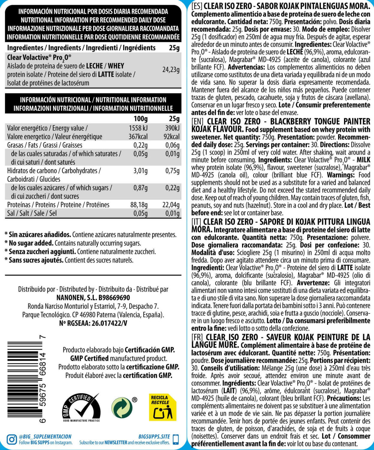 Clear iso zero kojak - 750g Mûre de BIG 6/6