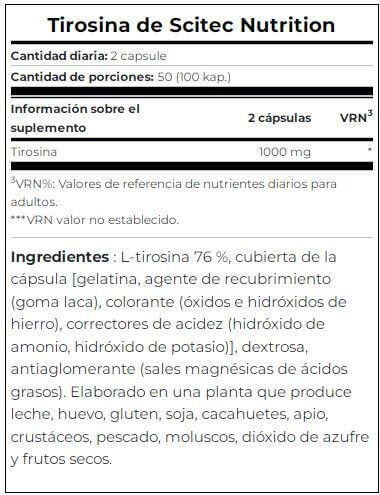 Tirosina - 100 Cápsulas Scitec Nutrition 4/5