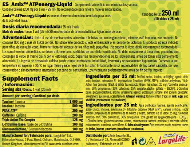 Amix ATP Energy Liquid 10 Ampollas x 25 Ml 3/4