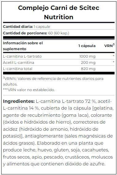 alimentos con l carnitina Fuentes Naturales de L-Carnitina en Carni Complex - 60 Cpsulas