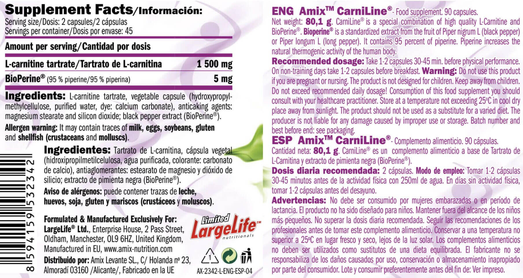 Carniline - 90 capsules de Amix Nutrition 3/4