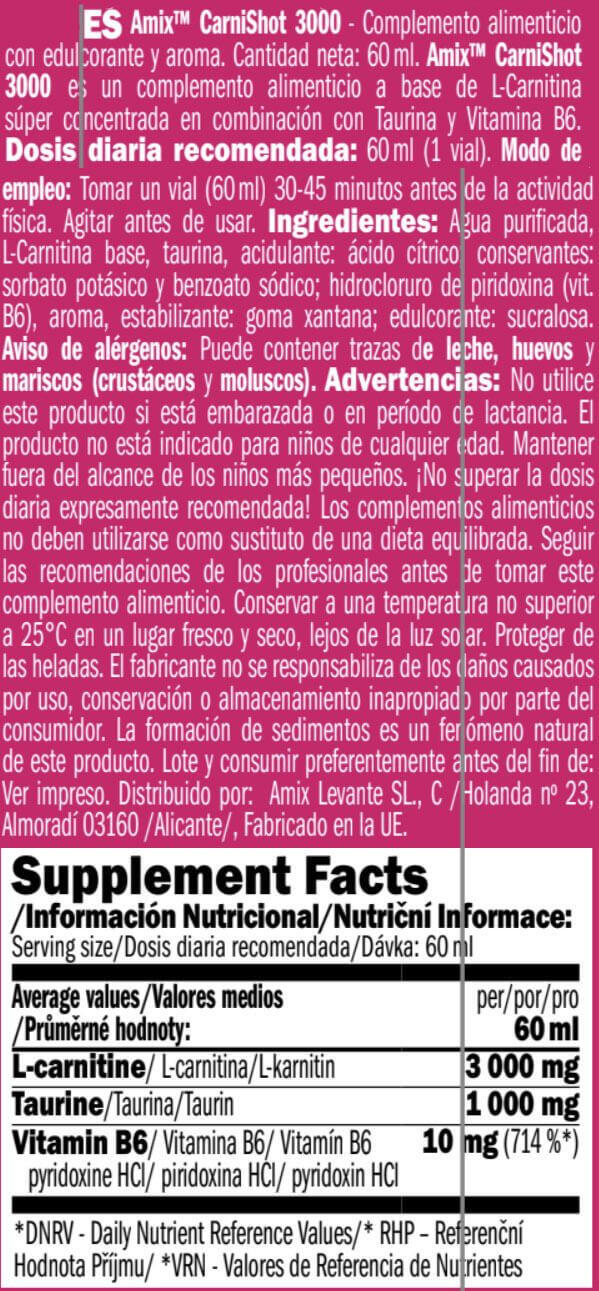 L-karnitin CarniShot 3000 - 60ml Mango Amix Nutrition 4/4