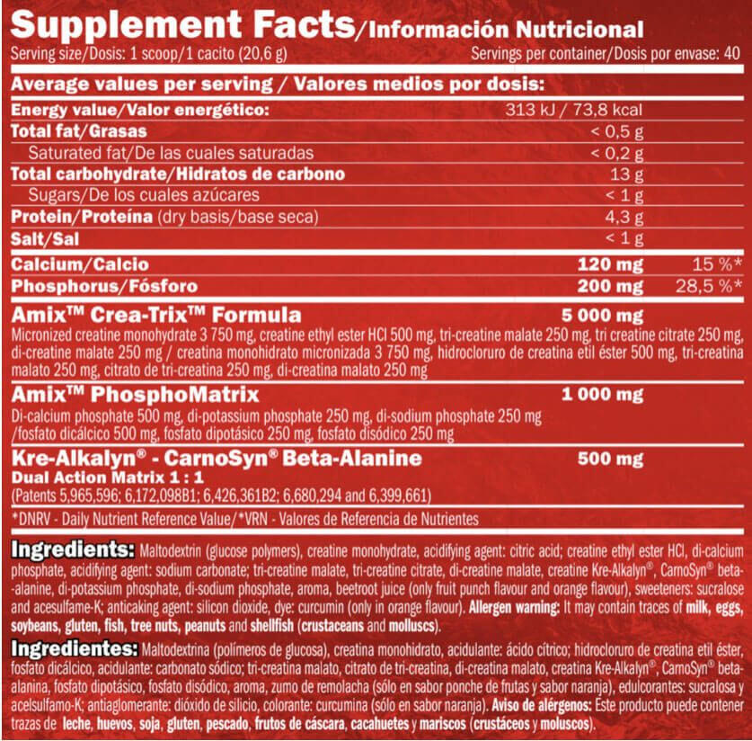 Crea-trix (Creatine Matrix) - 824g Citron de Amix Nutrition 3/4