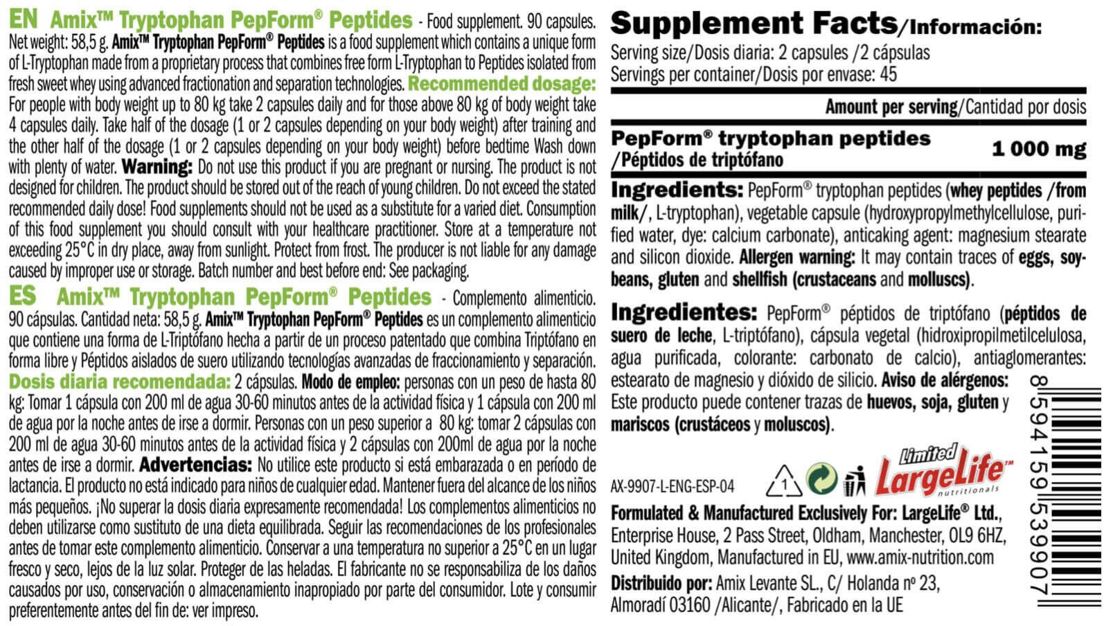 Amix PepForm Tryptophan 90 caps 3/4