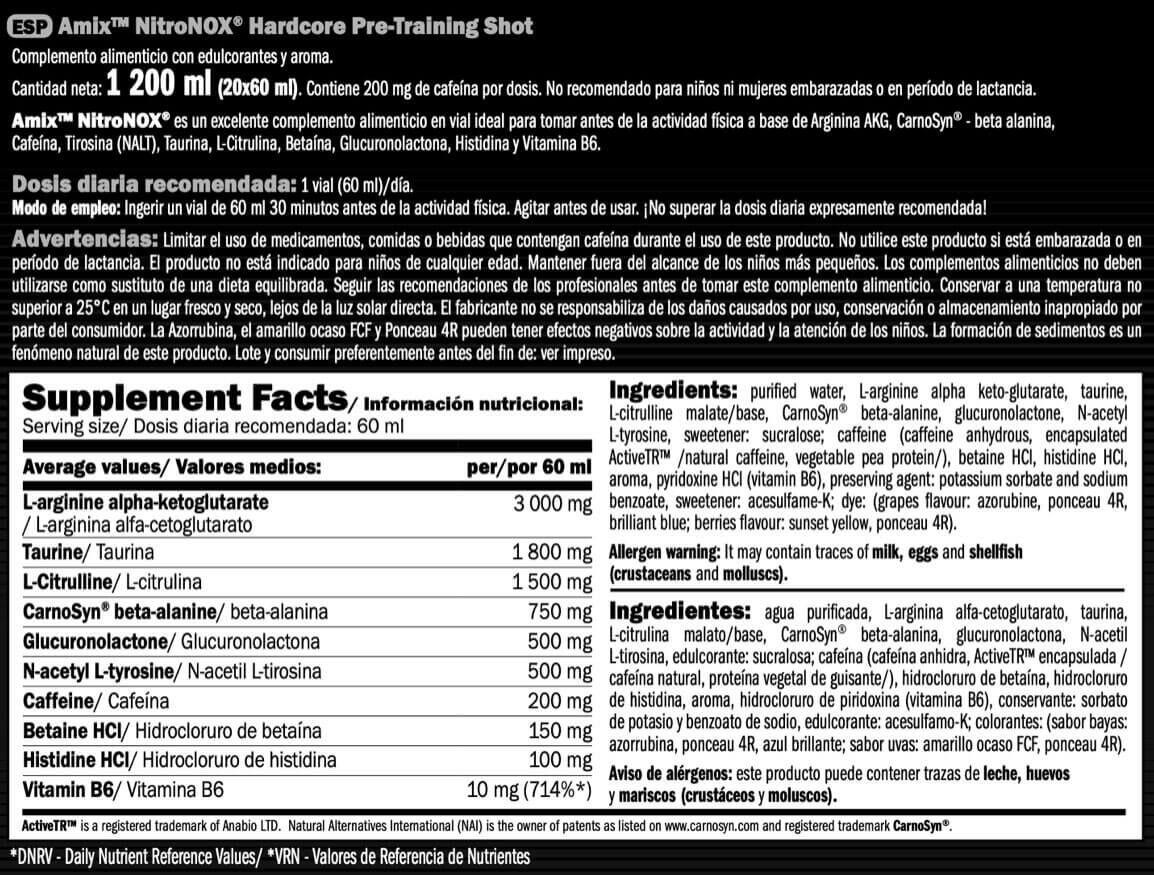Nitronox shot - 60ml Uva da Amix Nutrition 4/5