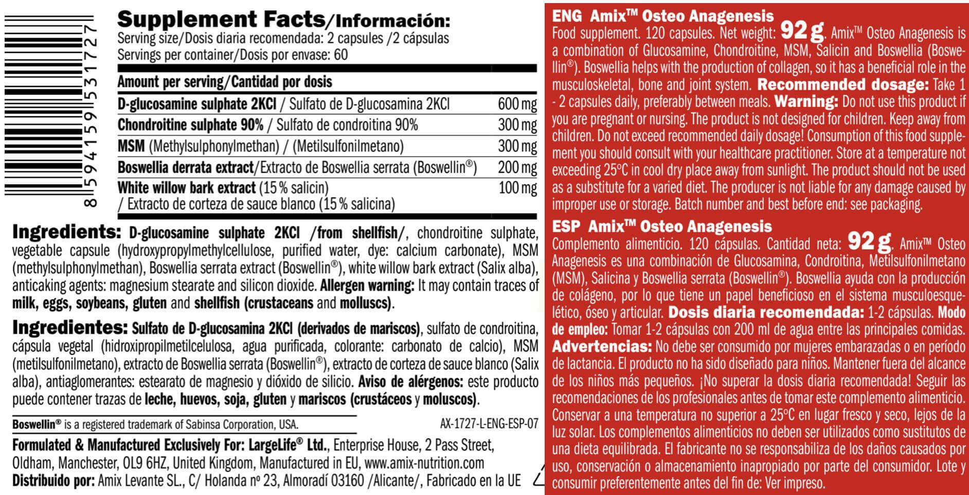 Osteo anagenesis - 120 capsules de Amix Nutrition 4/5