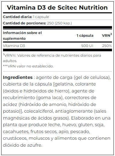 Vitamine D3 - 250 capsules de Scitec Nutrition 3/4