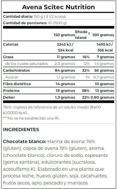 Copos De Avena - Avena Scitec (1,5kg) - Chocolate Blanco 4/4
