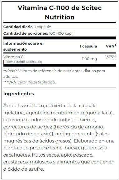 Vita-C 1100 - 100 Cápsulas Scitec Nutrition 2/3