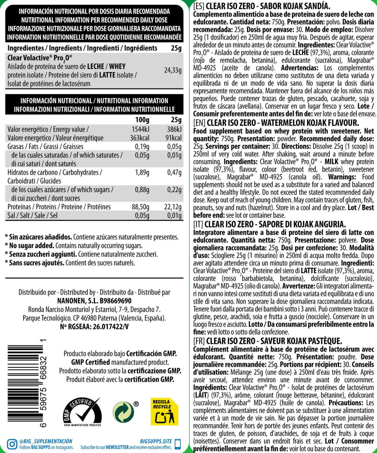 Clear iso zero kojak - 750g Pastèque de BIG 6/6