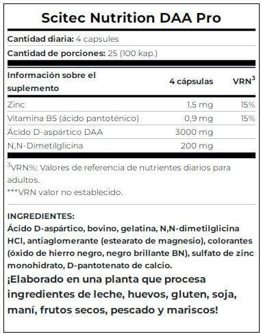 Daa Pro - 100 capsules de Scitec Nutrition 3/4