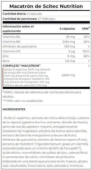 Macatron - 108 capsules de Scitec Nutrition 3/4