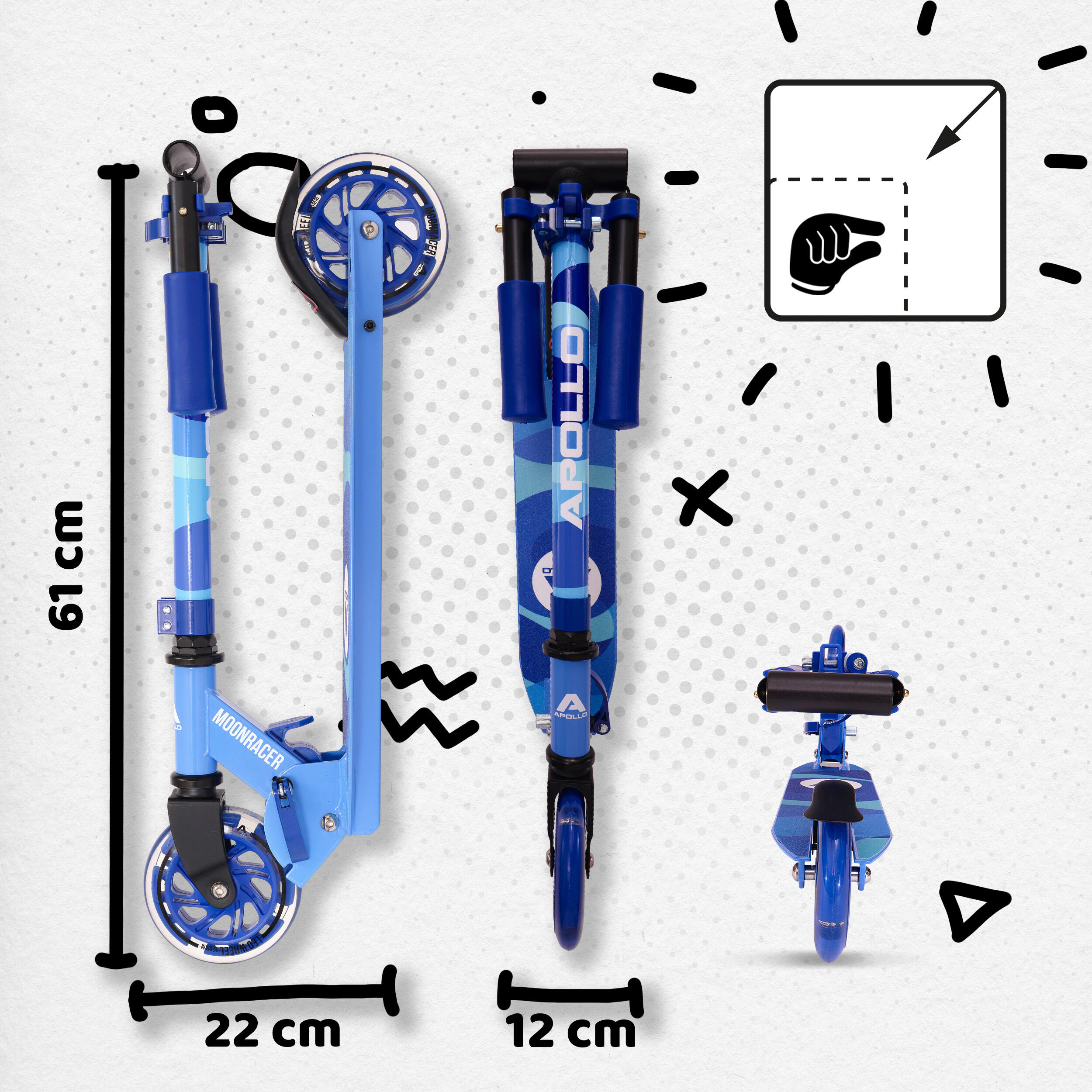 Trottinette City Moonracer – Légère trottinette enfant avec LED et suspension 4/7