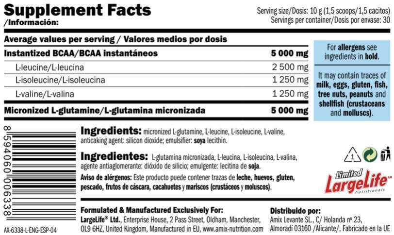 Glutamine + BCAA - 300g Neutre de Amix Nutrition 4/5