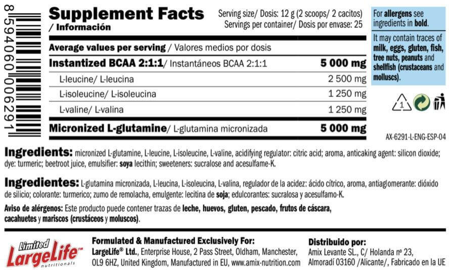 Glutamine + BCAA - 300g Orange de Amix Nutrition 4/5