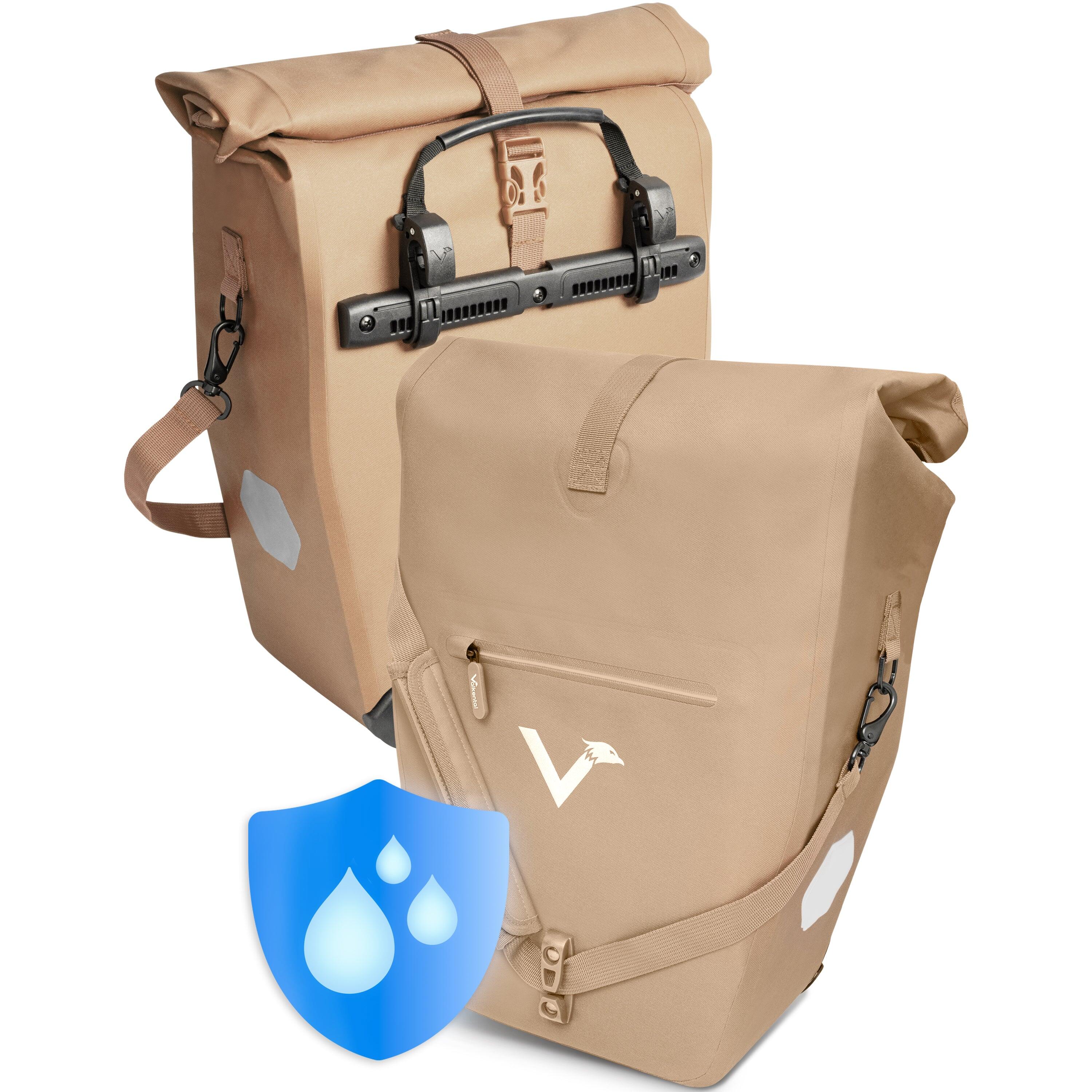 Valkental - Sacoches Vélo X2 2en1 Sac Bandoulière 28l – Ocean - Sacoche Vélo - Beige - 28 L - Decathlon