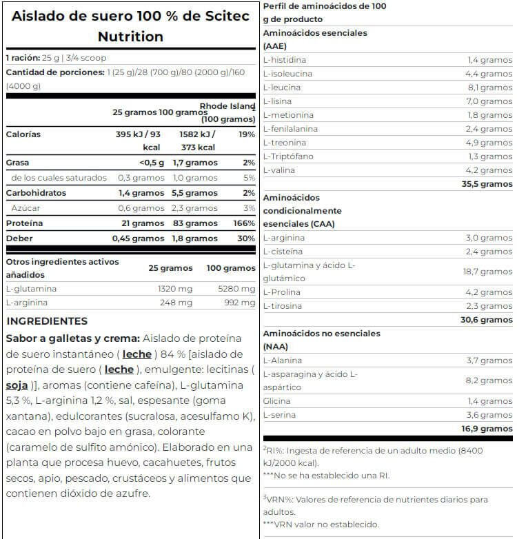 100 % MolkenIsolatee - 1816 g Cookies & Cream Scitec Nutrition 4/5
