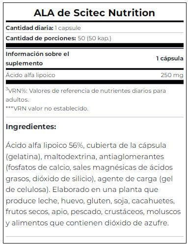 ALA - 50 capsules de Scitec Nutrition 4/5