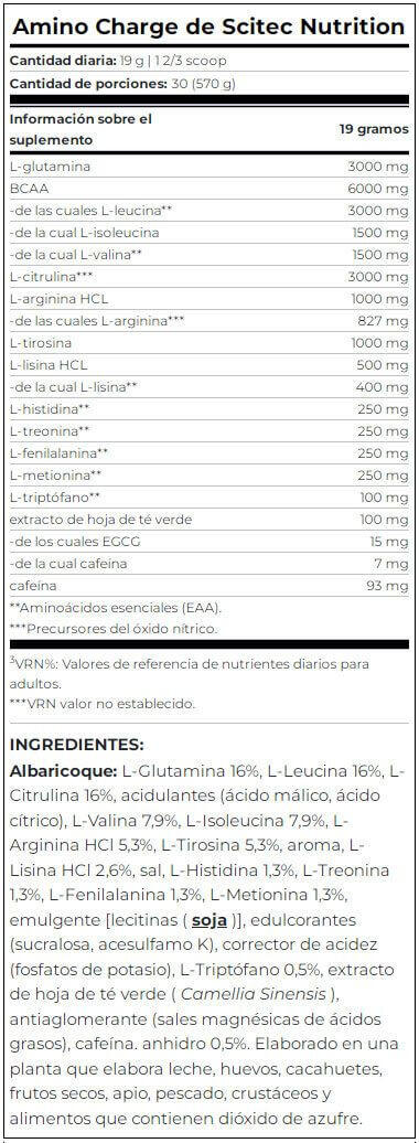 Pre-workout - Amino Charge - Abricot 570g 4/5