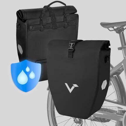 Fahrradtasche 2er-Set Gepäckträgertasche wasserdicht & reflektierend 20L - Basic