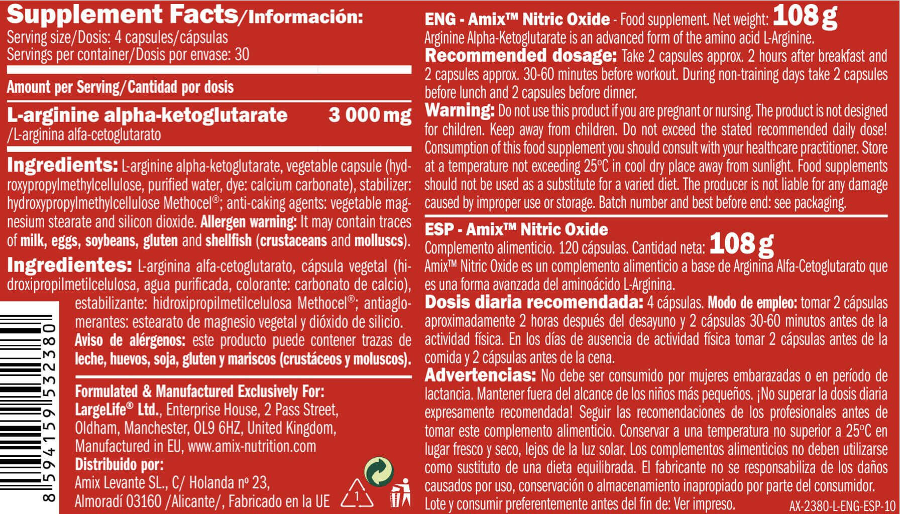 Oxyde Nitrique 750mg - 120 capsules de Amix Nutrition 4/5