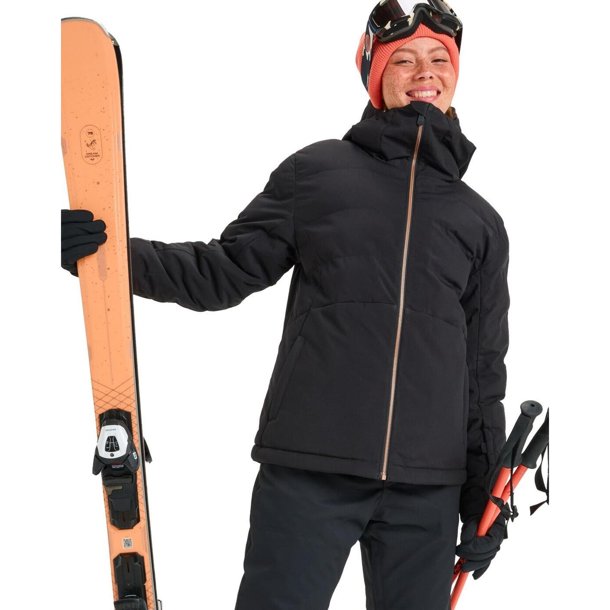Roxy - Veste De Snow Technique Snowyhill Puffy Noir Femme - Doudoune Synthétique - Noir|vert - Decathlon
