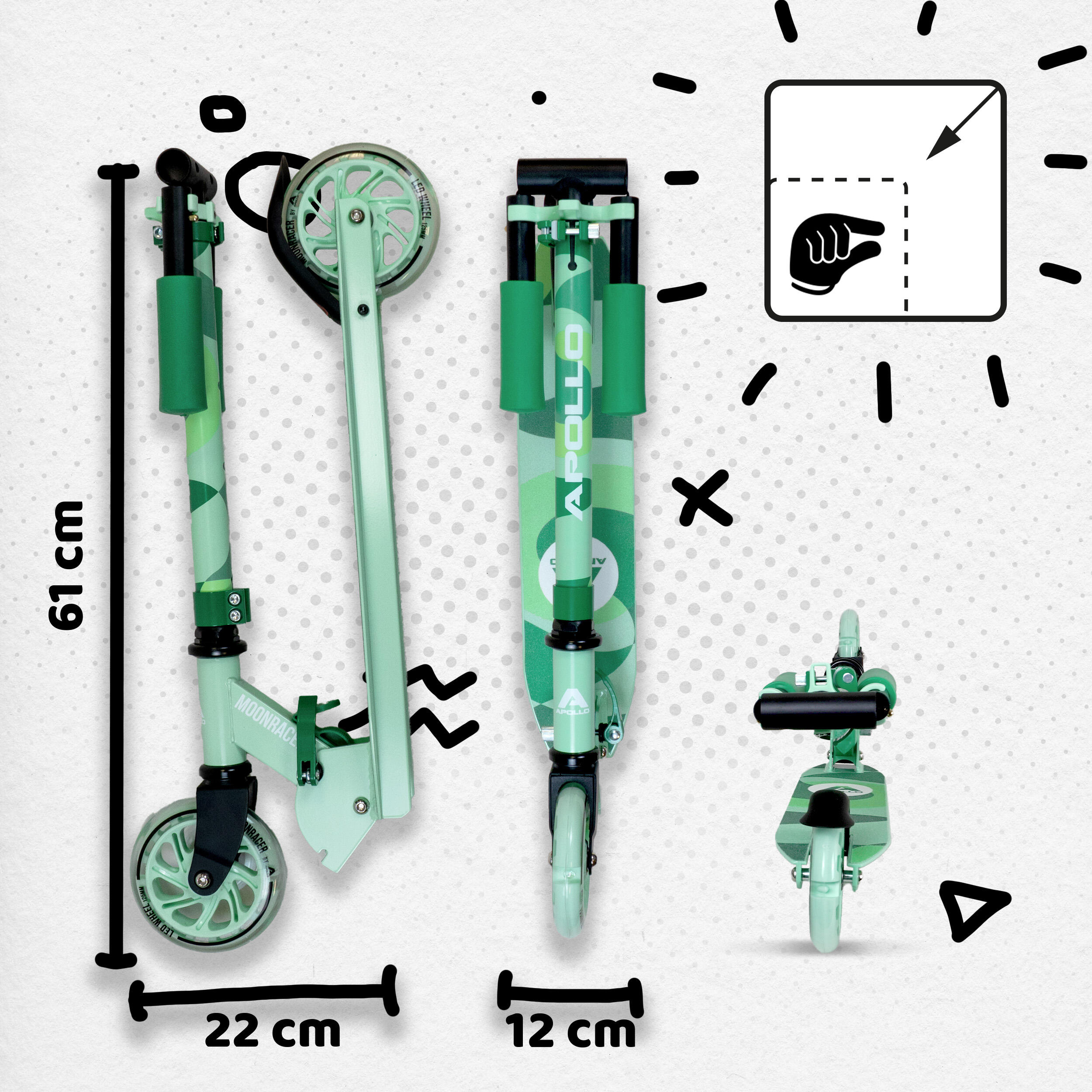 Trottinette City Moonracer – Légère trottinette enfant avec LED et suspension 4/7