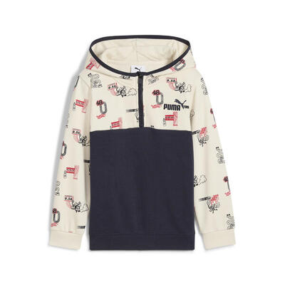 Felpa con cappuccio e zip corta Little Runners per bambini PUMA New Navy Blue