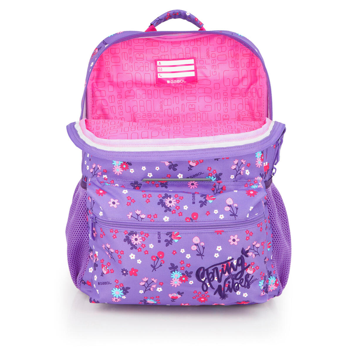 Mochila adaptable a carro Gabol VIOLET con flores y resistente al agua 4/6