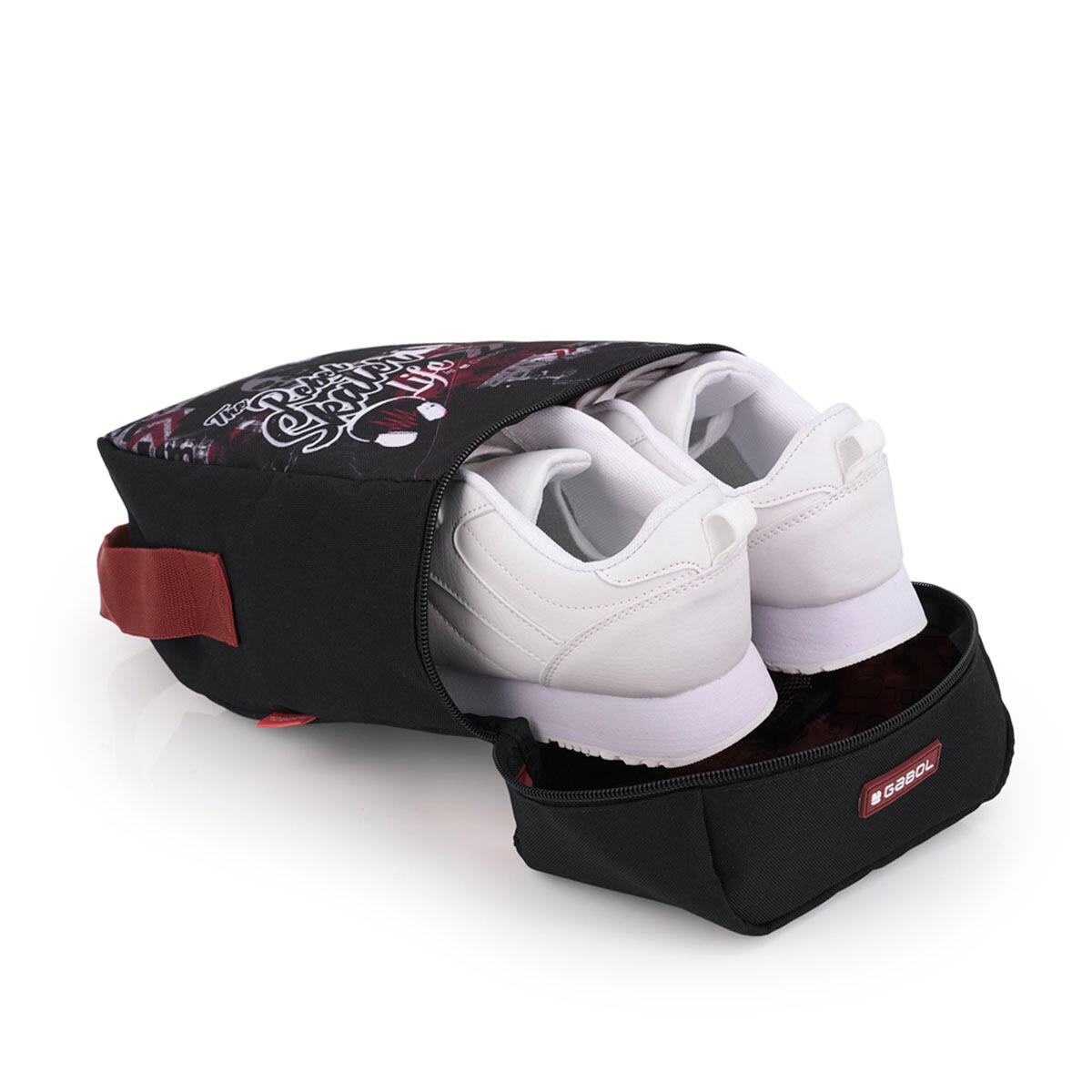 Zapatillero Gabol Rebel negro y granate con rejilla transpirable 4/4
