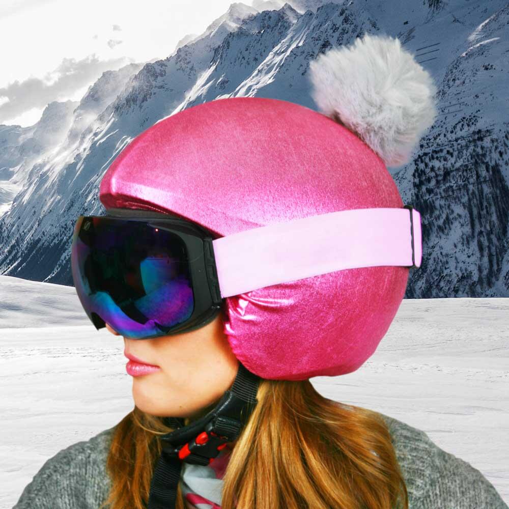 Housse de casque fantaisie-Coolcasc-Pink Grey pon-pon-Taille unique 5/5