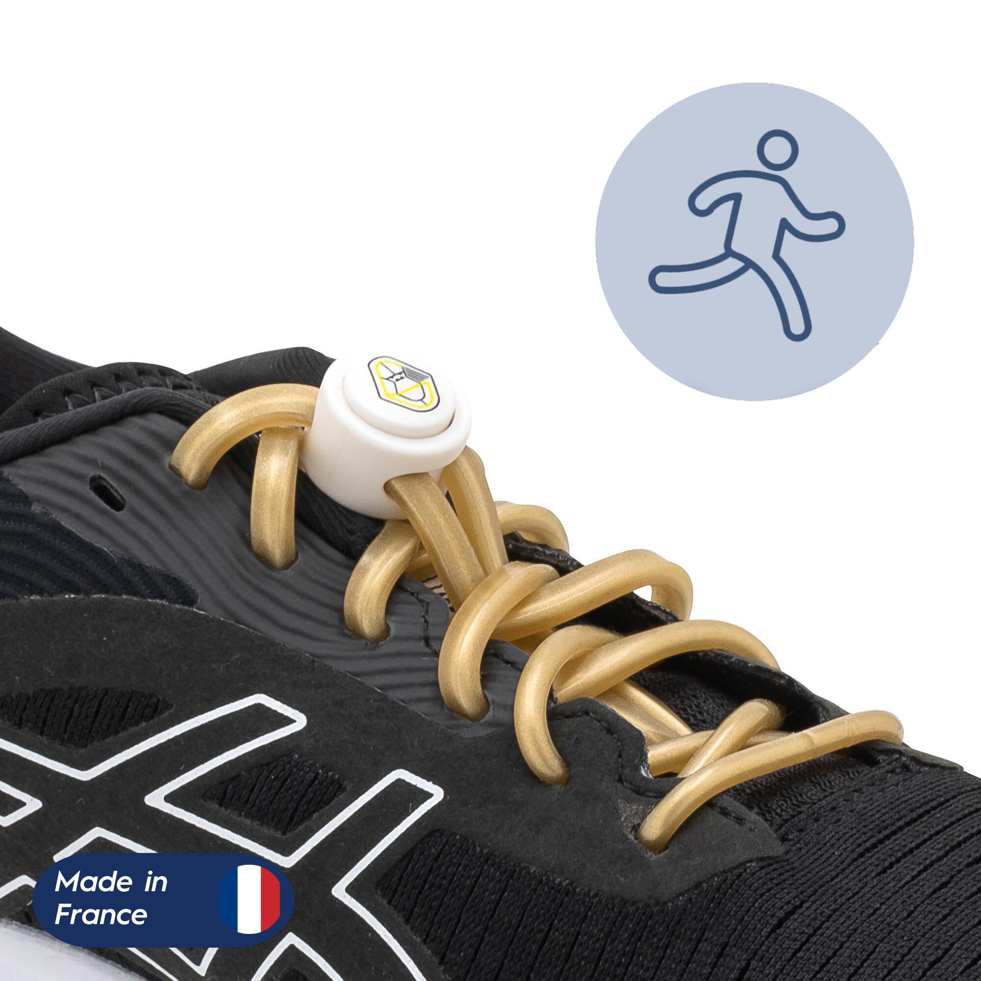 Gorilla Silicone Elastic Laces, Made in France, for Basketball, Shoes, Sneakers, Women, Men, White., One Size, White