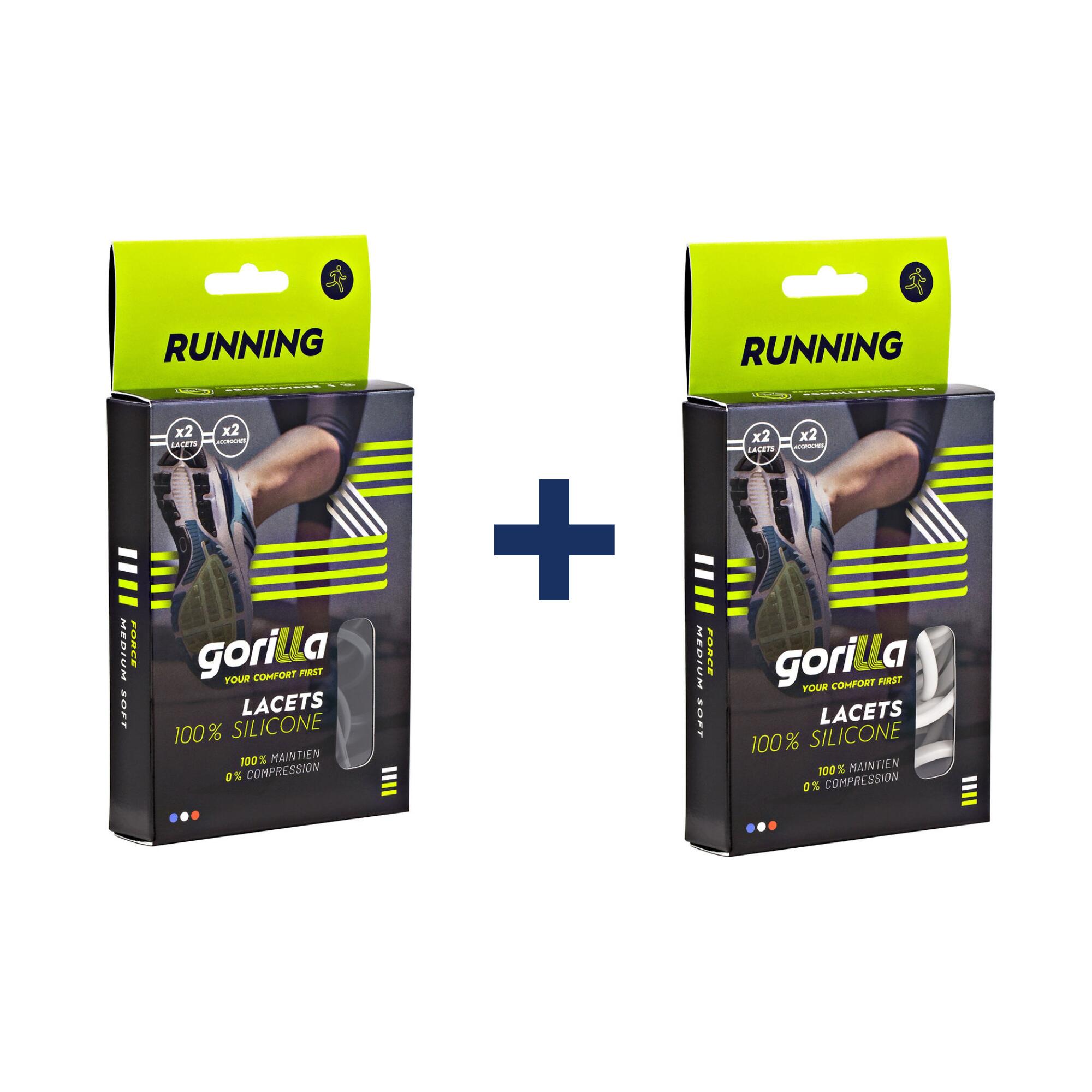 Pack 2 paires lacets élastiques Noir et Jaune Fluo - RUNNING 4/5