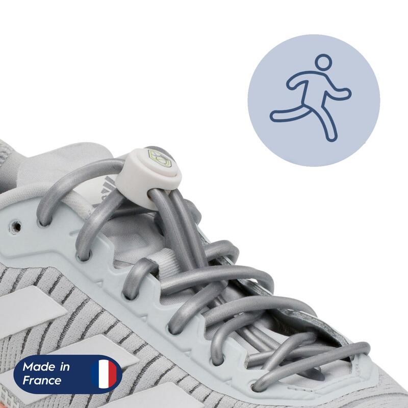 Lacets Élastiques Course Running Confort Optimal en Silicone - gris silver