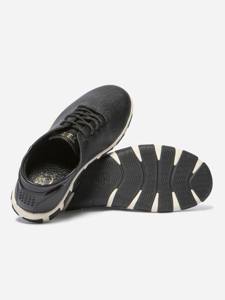 Baskets Femme JAZARU Noir - Cuir, Lacets, Talon 25 mm 4/5