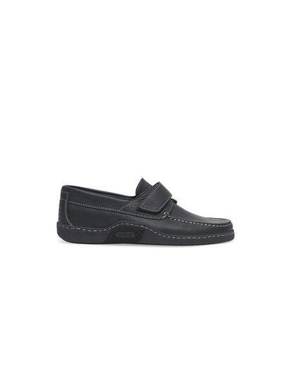 Chaussures bateau Homme GALAIS Marine - cuir, velcro, semelle caoutchouc