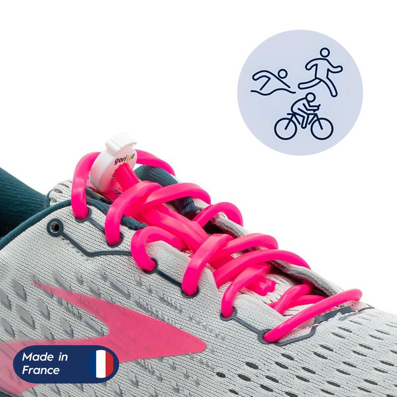 Lacets Rapide Triathlon Élastique Confort Optimal Silicone - rose fluo