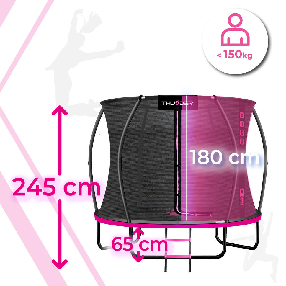 Trampolina ogrodowa dla dzieci z siatką THUNDER INSIDE-ULTRA 10FT 305CM PINK