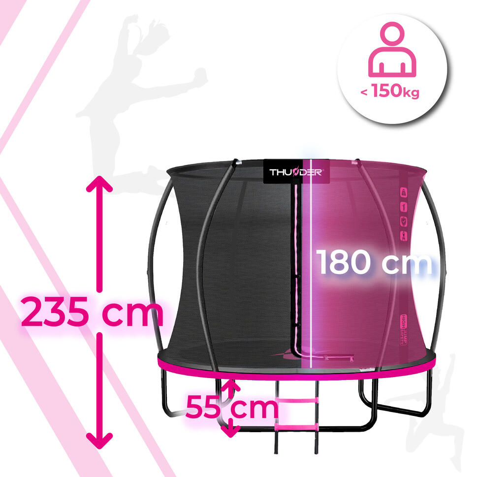 Trampolina ogrodowa do skakania Thunder Inside ULTRA 8FT Pink