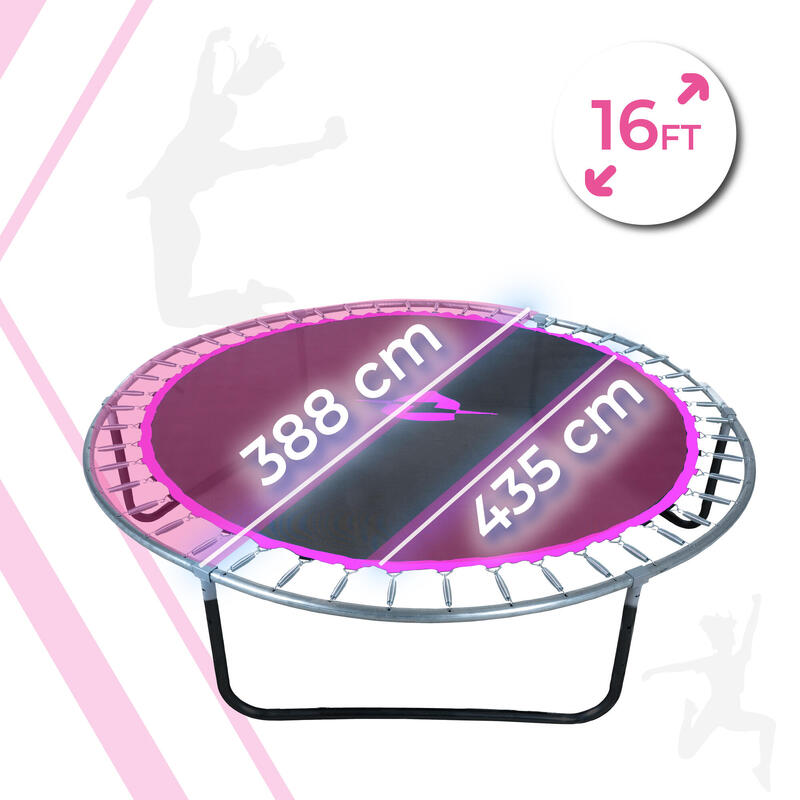 Trampolina ogrodowa dla dzieci z siatką THUNDER INSIDE-ULTRA 16FT 488cm PINK