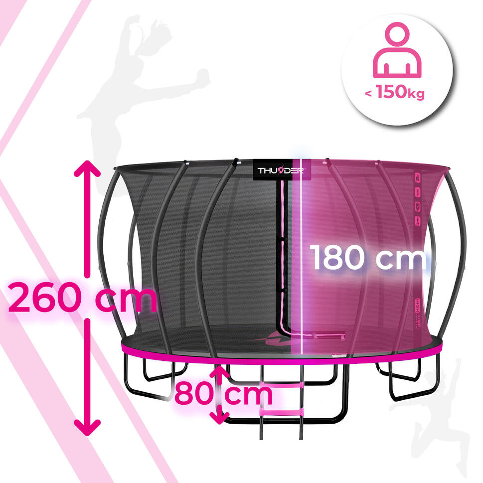 Trampolina ogrodowa dla dzieci z siatką THUNDER INSIDE-ULTRA 16FT 488cm PINK