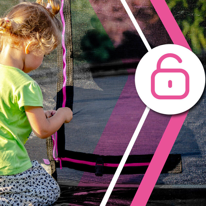 Trampolina ogrodowa dla dzieci z siatką THUNDER INSIDE-ULTRA 16FT 488cm PINK