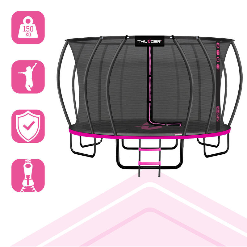 Trampolina ogrodowa dla dzieci z siatką THUNDER INSIDE-ULTRA 16FT 488cm PINK