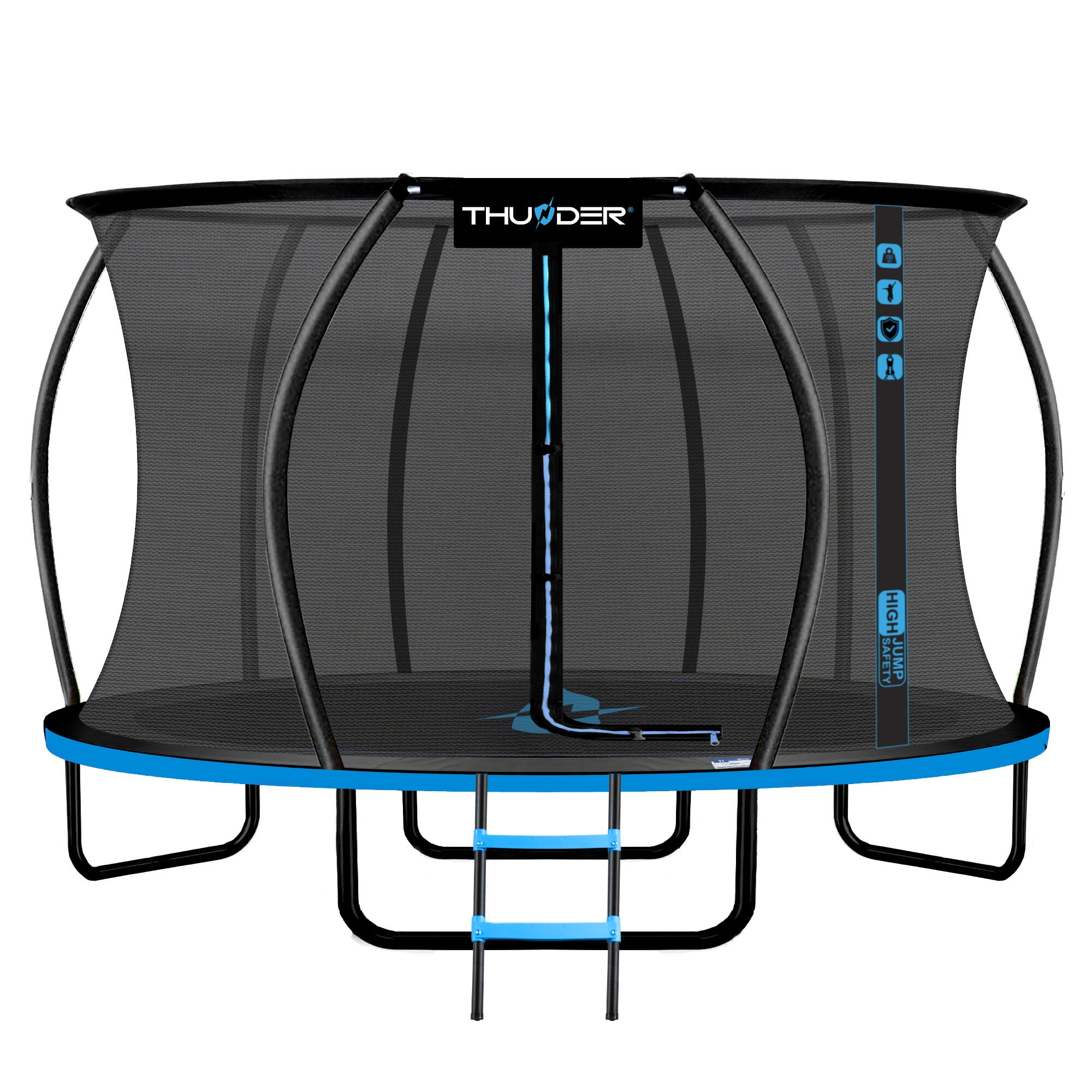 THUNDER Trampolin für Kinder für den Garten THUNDER INSIDE ULTRA 12FT 366CM blau